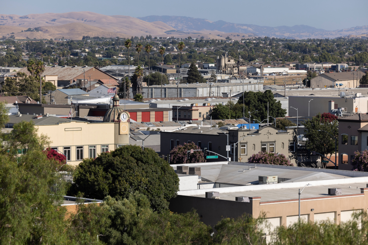 Buildings in the historic downtown district of Hollister, California
