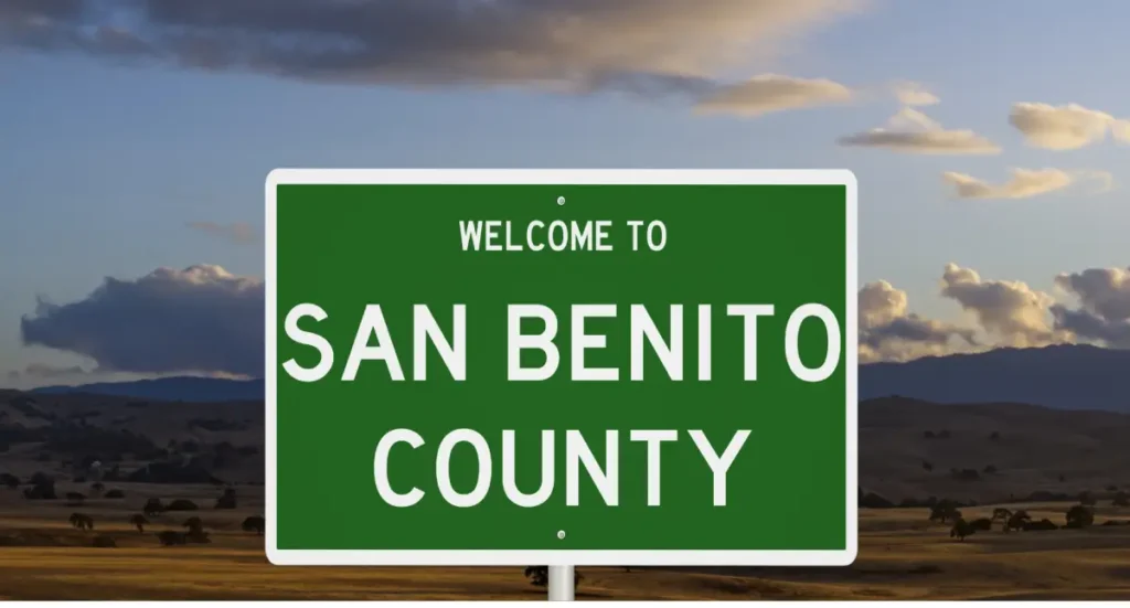 A road sign of San Benito County, CA