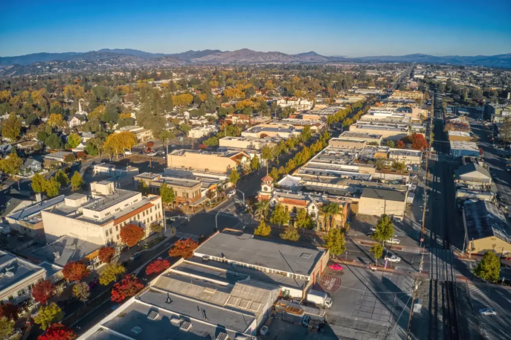 A downtown Gilroy, CA representing homes for sale near Gilroy